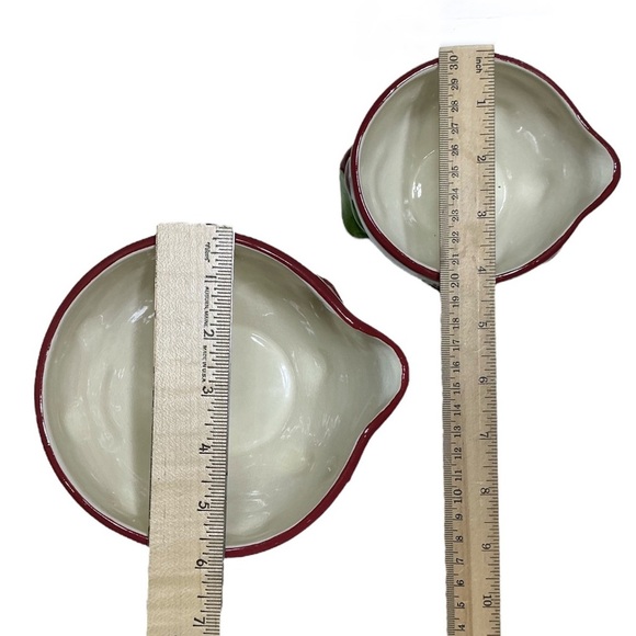 Vintage Mixing Bowls Apples Pour Spouts Handles Ceramic Nesting Design Set of 2 - Picture 9 of 16